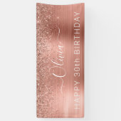 Roos Gold Glitter Girly, geborsteld metaal Spandoek (Verticaal)