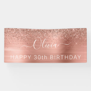 Roos Gold Glitter Girly, geborsteld metaal Spandoek