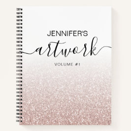 Roos Gold Glitter Girly Ombre Sketchbook Name Notitieboek