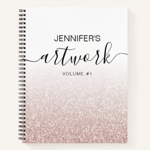 Roos Gold Glitter Girly Ombre Sketchbook Name Notitieboek