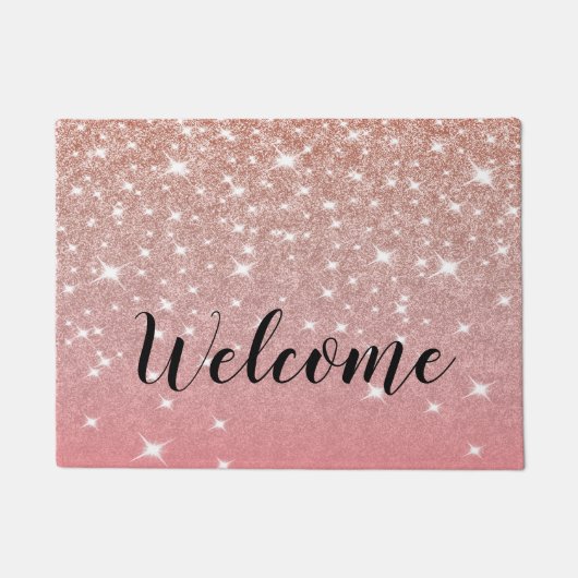Roos Gold Glitter Girly Pink Deurmat (Voorkant)