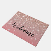 Roos Gold Glitter Girly Pink Deurmat (Schuin)