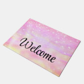 Roos Gold Glitter Girly Rainbow Pink Welkom Deurmat (Schuin)