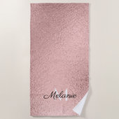 Roos Gold Glitter Girly Sparkle Pink Name Strandlaken (Voorkant)