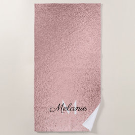 Roos Gold Glitter Girly Sparkle Pink Name Strandlaken