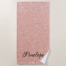 Roos Gold Glitter Girly Sparkle Pink Name Strandlaken