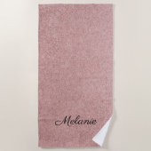 Roos Gold Glitter Girly Sparkle Pink Strandlaken (Voorkant)