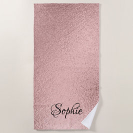 Roos Gold Glitter Girly Sparkle roze Name Beach to Strandlaken