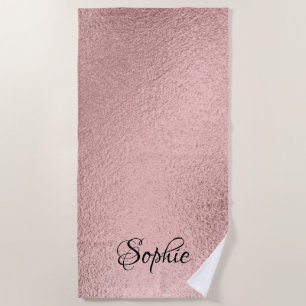 Roos Gold Glitter Girly Sparkle roze Name Beach to Strandlaken