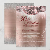 Roos Gold Glitter Glam 30th Birthday Disco Ball Kaart (Voorkant / Achterkant)