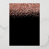 Roos Gold Glitter Glam Black 30th Birthday Folie Uitnodiging (Achterkant)