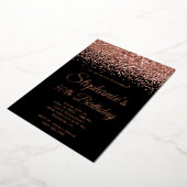 Roos Gold Glitter Glam Black 30th Birthday Folie Uitnodiging (Gedraaid)