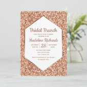 Roos Gold Glitter Glam Bridal Brunch Invitation Kaart (Staand voorkant)