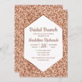 Roos Gold Glitter Glam Bridal Brunch Invitation Kaart (Voorkant / Achterkant)