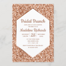 Roos Gold Glitter Glam Bridal Brunch Invitation