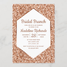 Roos Gold Glitter Glam Bridal Brunch Invitation Kaart