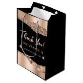 Roos Gold Glitter Glam Edge & Diamonds Sweet 16 Medium Cadeauzakje (Voorkant Gekanteld)