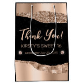 Roos Gold Glitter Glam Edge & Diamonds Sweet 16 Medium Cadeauzakje (Achterkant)