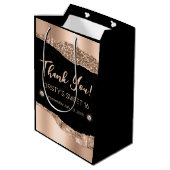 Roos Gold Glitter Glam Edge & Diamonds Sweet 16 Medium Cadeauzakje (Achterkant Gekanteld)