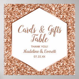 Roos Gold Glitter Glam-Kaarten & cadeaubonborden Poster