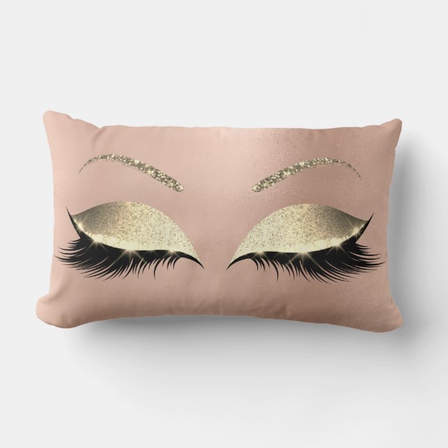 Roos Gold Glitter Glam Makeup Lashes Sleep Kussen (Voorkant)