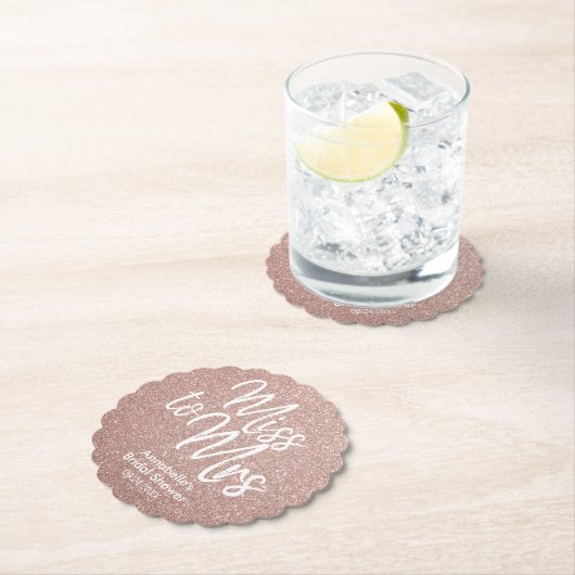 Roos Gold Glitter Glam Miss to Mrs Vrijgezellenfee Kartonnen Onderzetters (Insitu)