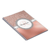 Roos Gold Glitter Glam Monogram Diamond Notitieboek (Rechterzijde)
