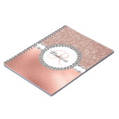 Roos Gold Glitter Glam Monogram Diamond Notitieboek (Linkerzijde)