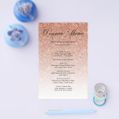 Roos Gold Glitter Glam Party Paper Menu (Enkel)