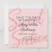 Roos Gold Glitter Glam Sweet 16 Opslagdatum Kaart (Voorkant)