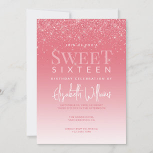 Roos Gold Glitter Glam Sweet Sixteen Birthday Kaart