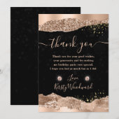 Roos Gold Glitter Glam Tears Edges Verjaardag Bedankkaart (Voorkant / Achterkant)