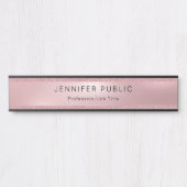 Roos Gold Glitter Glamor Modern Elegant Sjabloon Deurbordje (Voorkant)