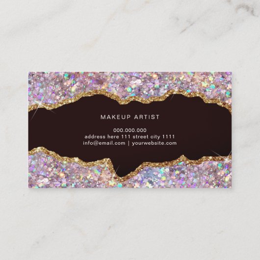 Roos Gold Glitter Gold Agaat Modern Elegant Visitekaartje (Achterkant)