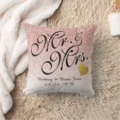 Roos Gold Glitter Gold Heart Mr. en Mrs Wedding Kussen (Deken)