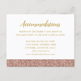 Roos Gold Glitter & Gold Invitation-kaart Informatiekaartje