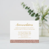 Roos Gold Glitter & Gold Invitation-kaart Informatiekaartje (Staand voorkant)