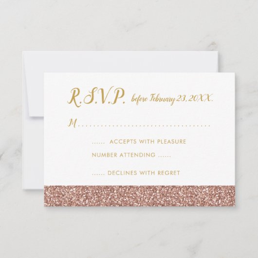 Roos Gold Glitter & Gold RSVP 3,5x5 A1 (Voorkant)