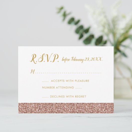 Roos Gold Glitter & Gold RSVP 3,5x5 A1 (Staand voorkant)