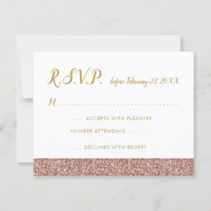 Roos Gold Glitter & Gold RSVP-kaart A2 RSVP Kaartje