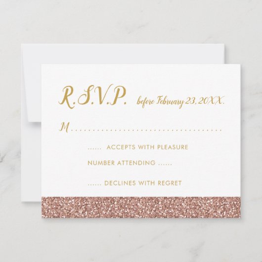 Roos Gold Glitter & Gold RSVP-kaart A2 RSVP Kaartje (Voorkant)