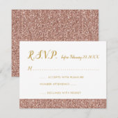 Roos Gold Glitter & Gold RSVP-kaart A2 RSVP Kaartje (Voorkant / Achterkant)