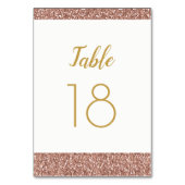 Roos Gold Glitter & Gold Table Number Flat Card Kaart (Voorkant)