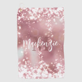 Roos Gold Glitter Golfhanddoek (Voorkant)