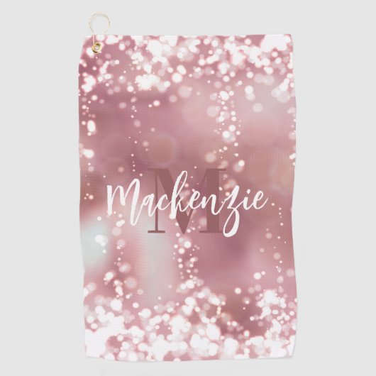 Roos Gold Glitter Golfhanddoek (Voorkant)