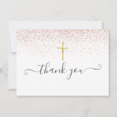 Roos Gold Glitter Goud Crucifix Script Bedankkaart (Voorkant)