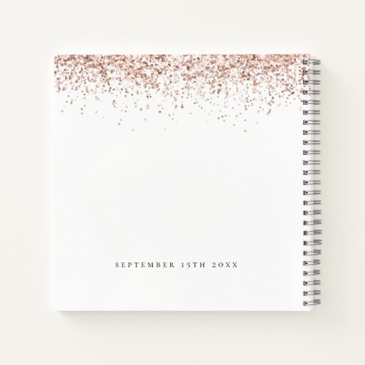 Roos Gold Glitter Graduter Party Guest Book Notitieboek (Achterkant)