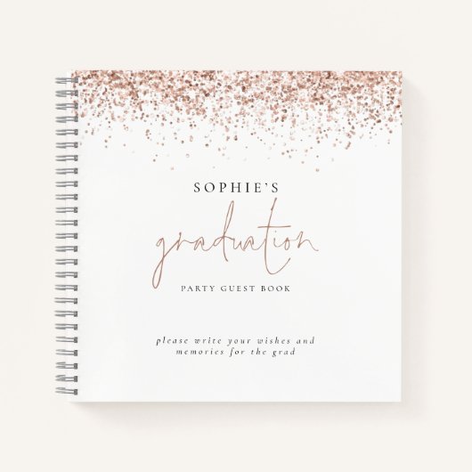 Roos Gold Glitter Graduter Party Guest Book Notitieboek (Voorkant)
