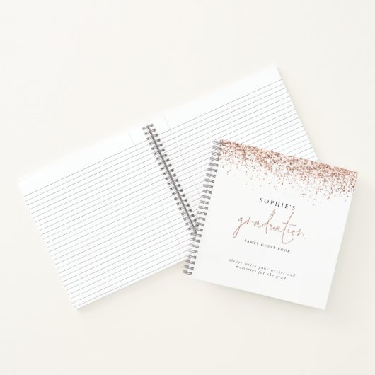 Roos Gold Glitter Graduter Party Guest Book Notitieboek (Binnen)