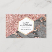 Roos Gold Glitter Grey Marble Makeup Artist Visitekaartje (Voorkant)